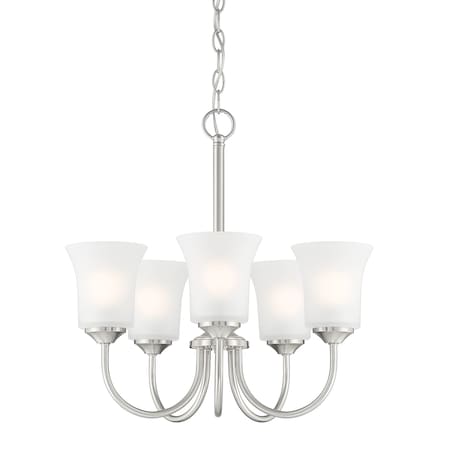 Designers Fountain Bronson 5 Light Classic Brushed Nickel with Frosted Glass Shades Chandelier For Dining Rooms D278M-5CH-BN
